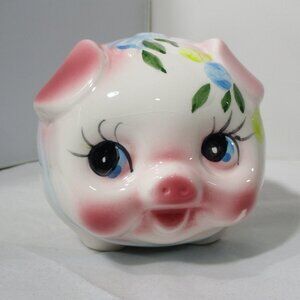 Adorable Pig Face Shaped Ceramic Piggy Coin Bank New Asia Bank
